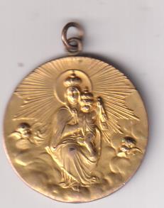Virgen del Carmen. Medalla (AE Dorado 35 mm.) R/Flores