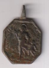 San Nicolás de Bari Medalla (AE 27 mms.) R/ Angel de la Guarda. Siglo XVII-XVIII