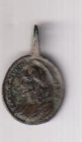 Jesús con pequeña ley. latina alrededor. Medalla (AE 21 mms.) R/ Virgen con Ley. Siglo XVII-XVIII