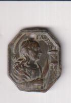 Santa Bárbara Medalla (AE 22 mms.) R/ San José. Siglo XVII