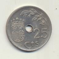 Estado Español. 25 Céntimos. CuNi. 1937. II Año Triunfal