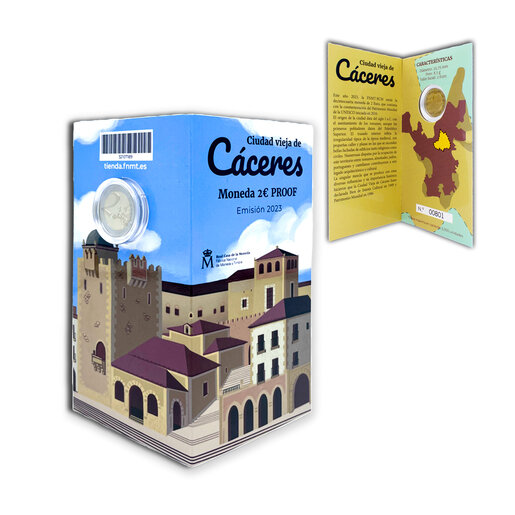 CÁCERES, PATRIMONIO MUNDIAL. FNMT-RCM. 2 EURO. 2023. CARTERA NUMERADA. PROOF