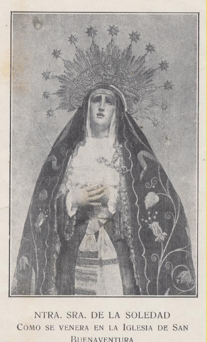 Estampa (13,5x9) Ntra. Sra. de la Soledad como se venera en la iglesia de San Buenaventura