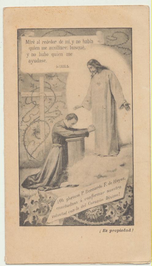 Estampa doble (14x8) Fórmula de consagración al Sagrado Corazón de Jesús. 1903