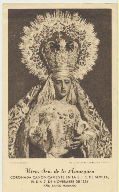 Estampa (11,5x7) Ntra. Sra. de la amargura, coronada Canónicamente en la S.I.C. de Sevilla en 1954