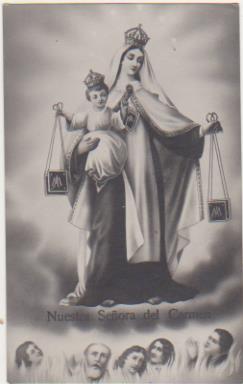 Foto-Postal Española. Nuestra Señora del Carmen. Fechada al dorso en 1927. Destino: Zafra
