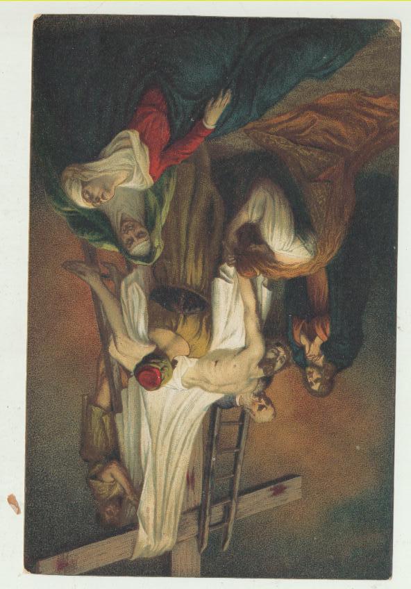 La Descente de la Croix por F. leele. Postal alemana. Fechada al dorso en 1943