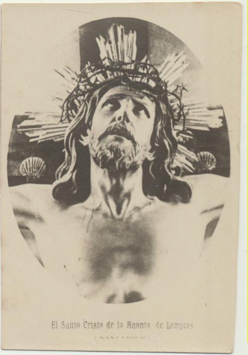 Antigua Estampa (Fotografía 6x4 cms) El Santo Cristo de la Agonía de Limpias. Al dorso Librería Macía Sevilla