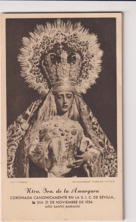 Foto-Estampa (12x6,5) Ntra. Sra. de la Amargura. Coronación 1954. Heraclio Fournier