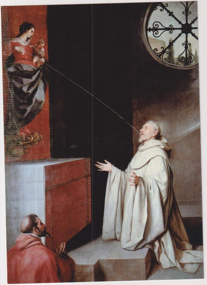 postal. san bernardo y la virgen, alonso cano. museo del prado. sin circular