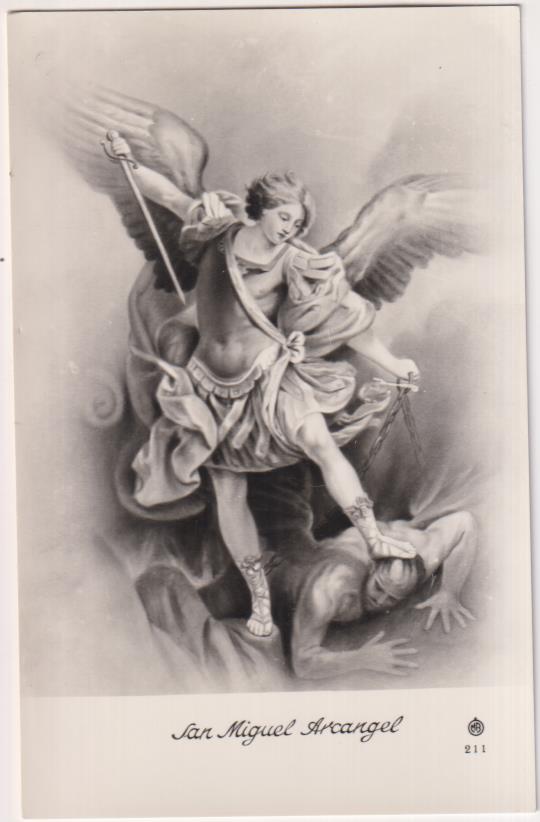 San Miguel Arcángel. Foto Postal. Dedicado y fechado en 1968