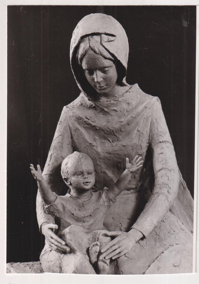 Madonna con Bambino por A. Ballan. Postal italiana. Felicitación de navidad