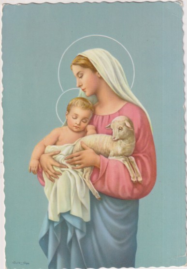 Virgen con Niñó Jesús. Fechado al dorso: 7 Dic. 1960