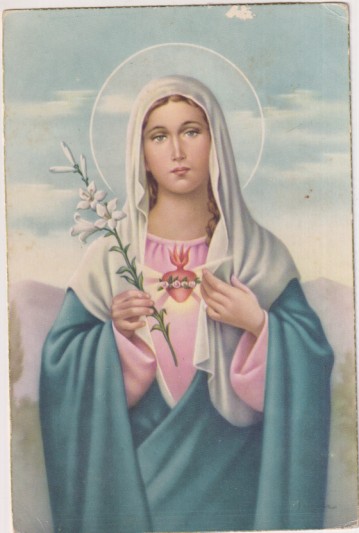 Sagrado Corazón de maría. Fechado al dorso: Écija, 16 Jul. 1964