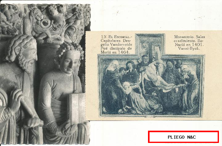 lote de 2 postales: el escorial y Santiago de Compostela
