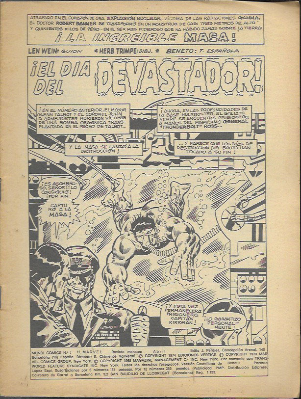 Heroes Marvel v2. Vértice 1975. Nº 3