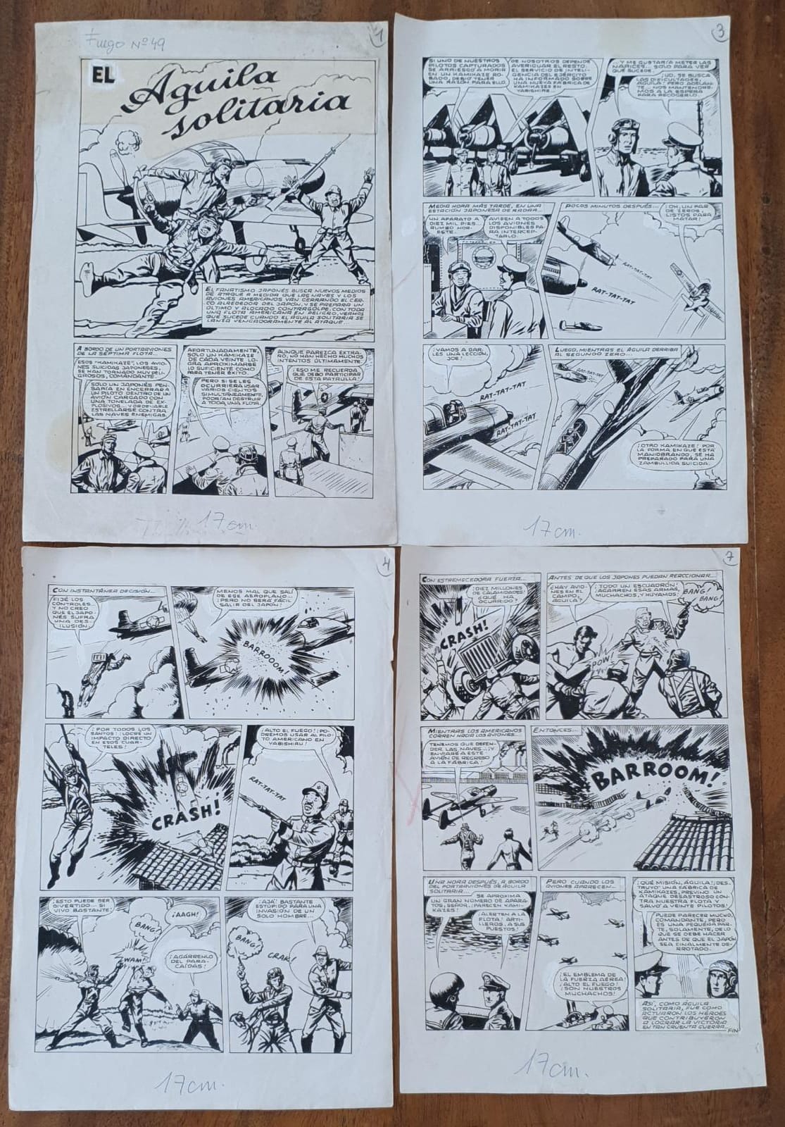 Colección Fuego nº 49. El Águila Solitaria. 4 Hojas (27x18) con los dibujos originales