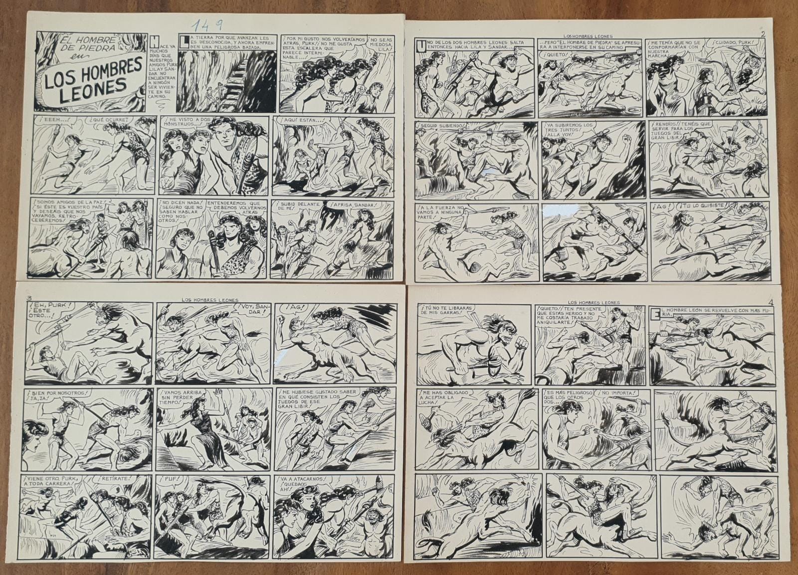 El Hombre de Piedra nº 149. Dibujos originales de Gago. 10 hojas (32x24) + portada + P. color