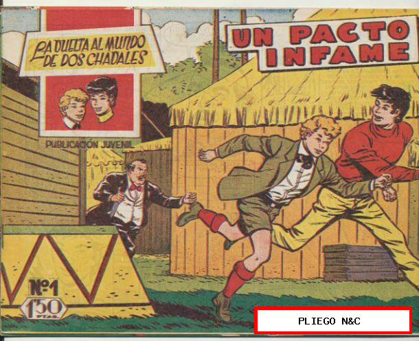 La Vuelta al Mundo de dos chavales. Lote de 4 ejemplares nº 1, 2, 3, 4. Mateu 1959
