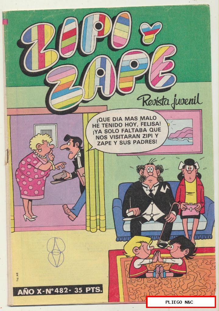 Zipi y zape nº 482. 1ª edición bruguera 1981
