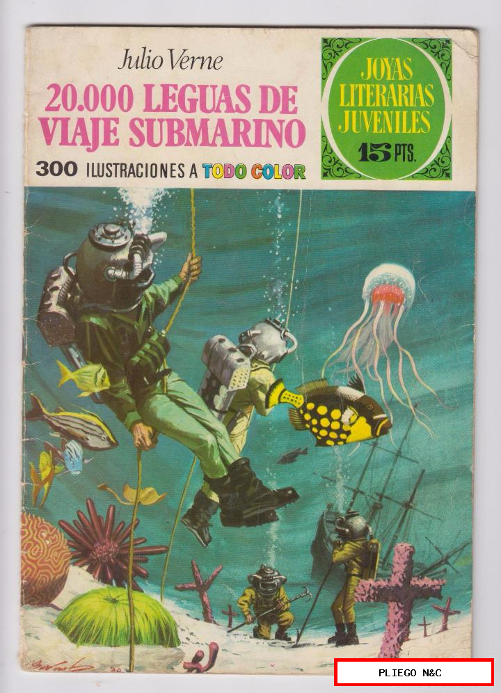 joyas literarias nº 4. 20.000 leguas de viaje submarino. 1ª edición bruguera 1970