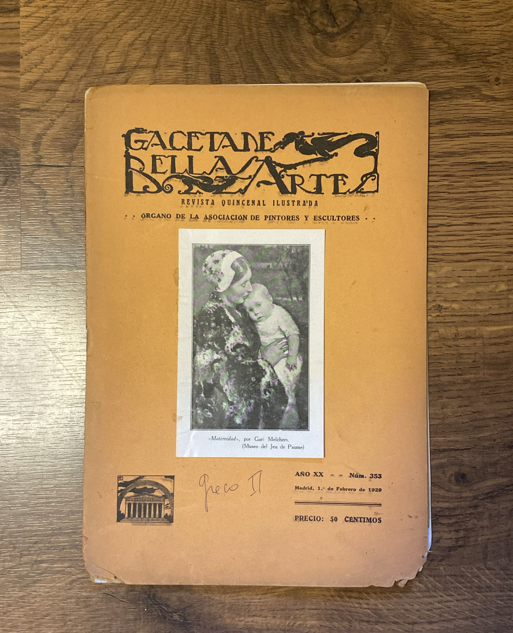 Gaceta de bellas artes. Revista quincenal ilustrada. Nº 353. Madrid 1º de Febrero 1929