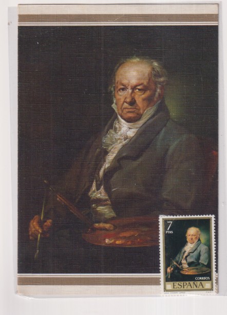 postal. Vicente López. Retrato de goya con su sello sin matasellar