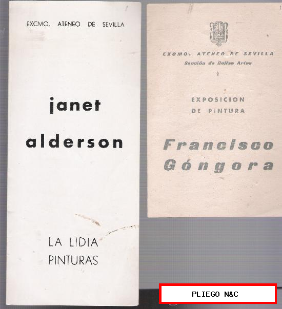 Catálogo-Invitación. Excmo. Ateneo. Janet Alderson y Francisco Góngora. Sevilla 1963 y 1962.