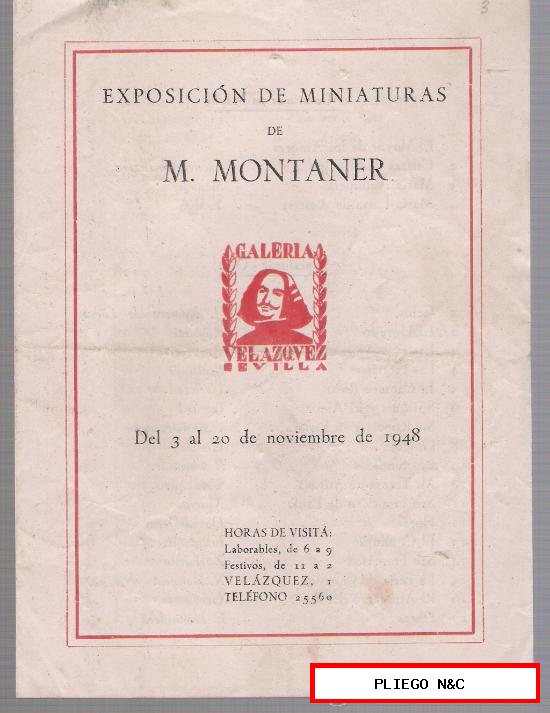 Catálogo-Invitación. M. Montaner. Sevilla 1948