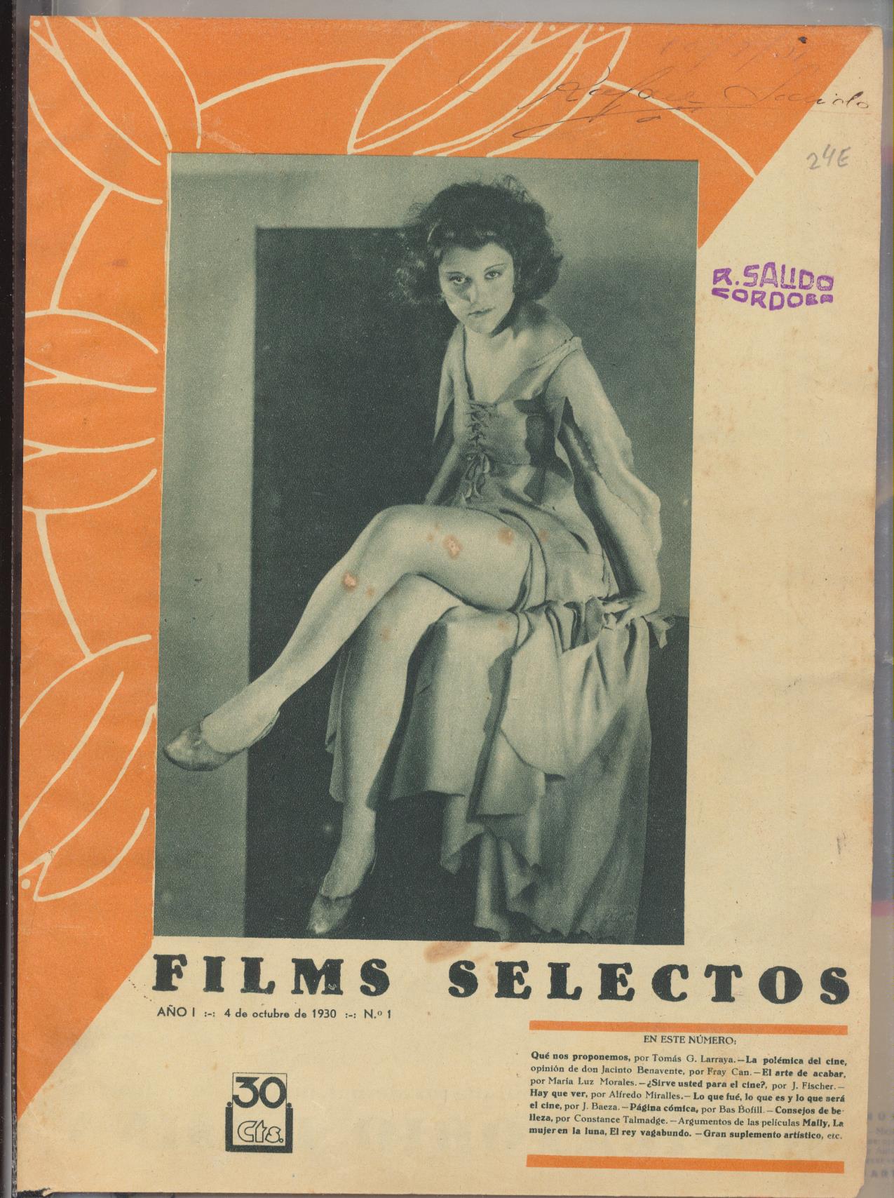 Films Selectos. Álbum con 40 láminas del nº 1 al 40. (28,5x21,5) Año 1930-1931