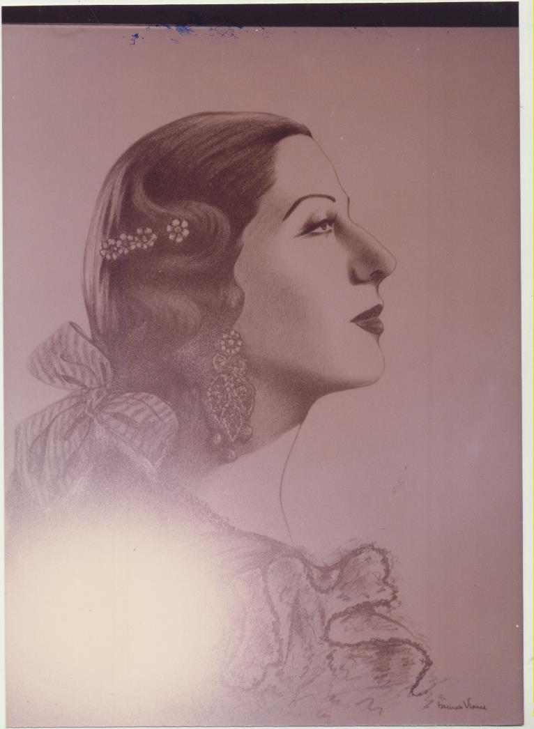 Conchita Piquer. Fotografía (17,5x12, 5) de un retrato firmado por B. Vince