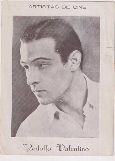 Rodolfo Valentino. Cromo (10,8x8 cm.) Publicidad de Comestibles J. Ferrer, Sabadell