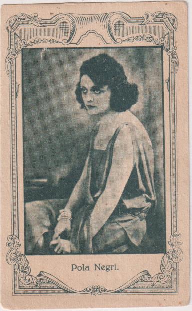 Pola Negri. Cromo (10,5x6,5 cm.) Publicidad de NacionAL Calvet
