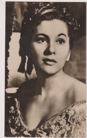Postal. Fotocromo (11,5x7 cm.) Joan Fontaine nº 23. Obsequio de Chocolates Yago, Cervera (Lérida) en su especialidad, Cinestrella