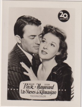 Gregory Peck y Susan Hayward en las Nieves del Kilimanjaro de 20 Century Fox. Años 50. Al dorso. Rollfil infonal. Dorso Foto-Postal (9x7) Impecable