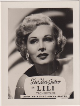 Zsa Zsa Gabor en Lili de MGM. Años 50. Al dorso. Publicidad de rollfilm Infomal. Foto Postal (9,5x7 C.) Impecable