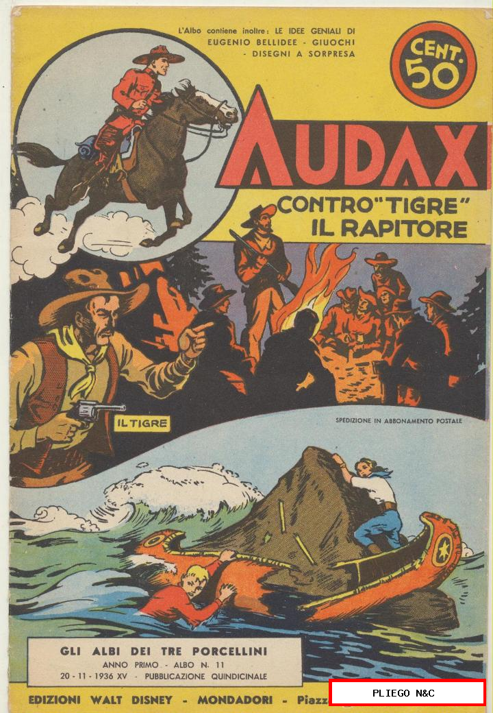 Audax nº 11. Edizionei Walt Disney-Mondadori. Milano 1936
