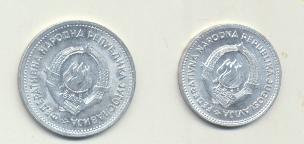 Yugoeslavia. Lote de 2 monedas. 50 Para y Dinar 1953