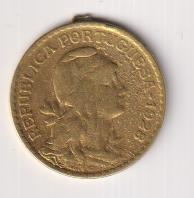 Portugal. República. 1 Escudo 1928. Dorada y colgada