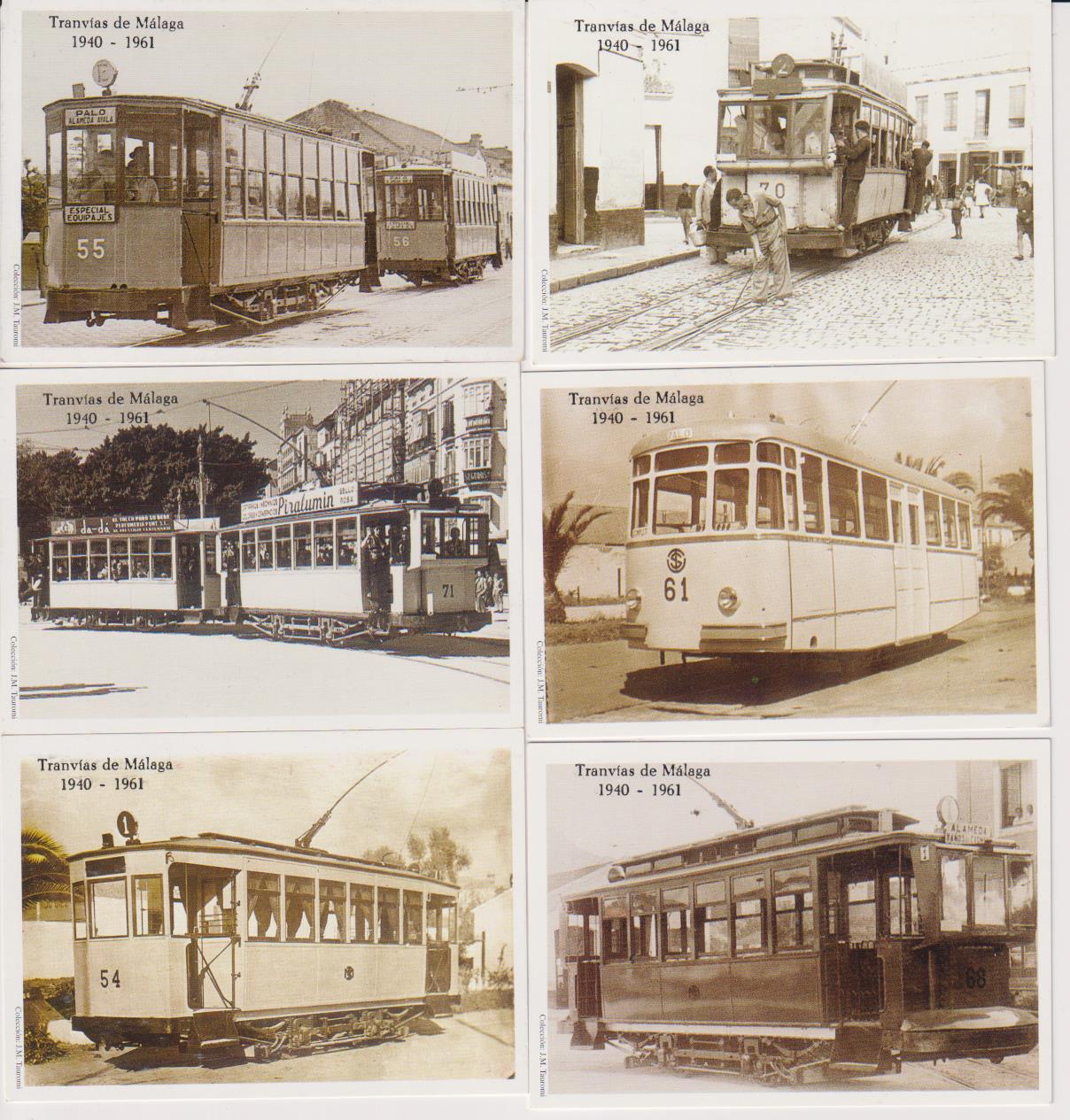 Tranvías de Málaga 1940-1961. Serie de 6 Calendarios 2001. SIN USAR