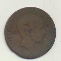 Resello R Y P en anverso de 10 céntimos de Alfonso XII