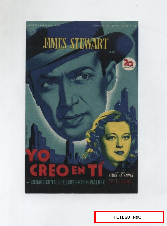 Yo creo en ti. Soligó. Sencillo de 20Th Century Fox. Gran Salón La Palma (El Pedroso) 1953