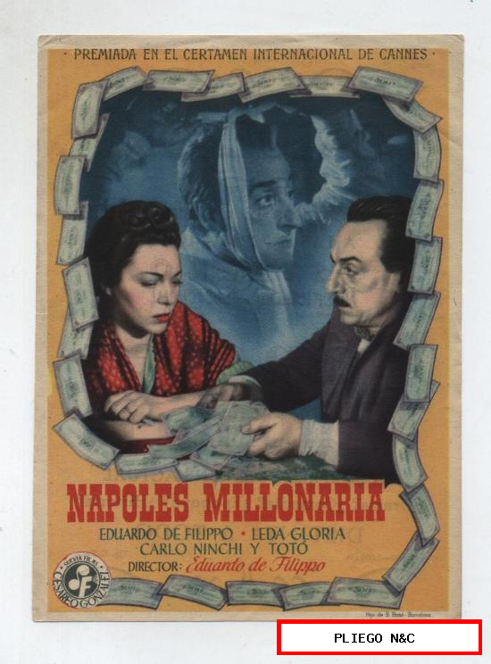 Nápoles millonaria. Sencillo de Suevia Films. Cine Calderón 1952