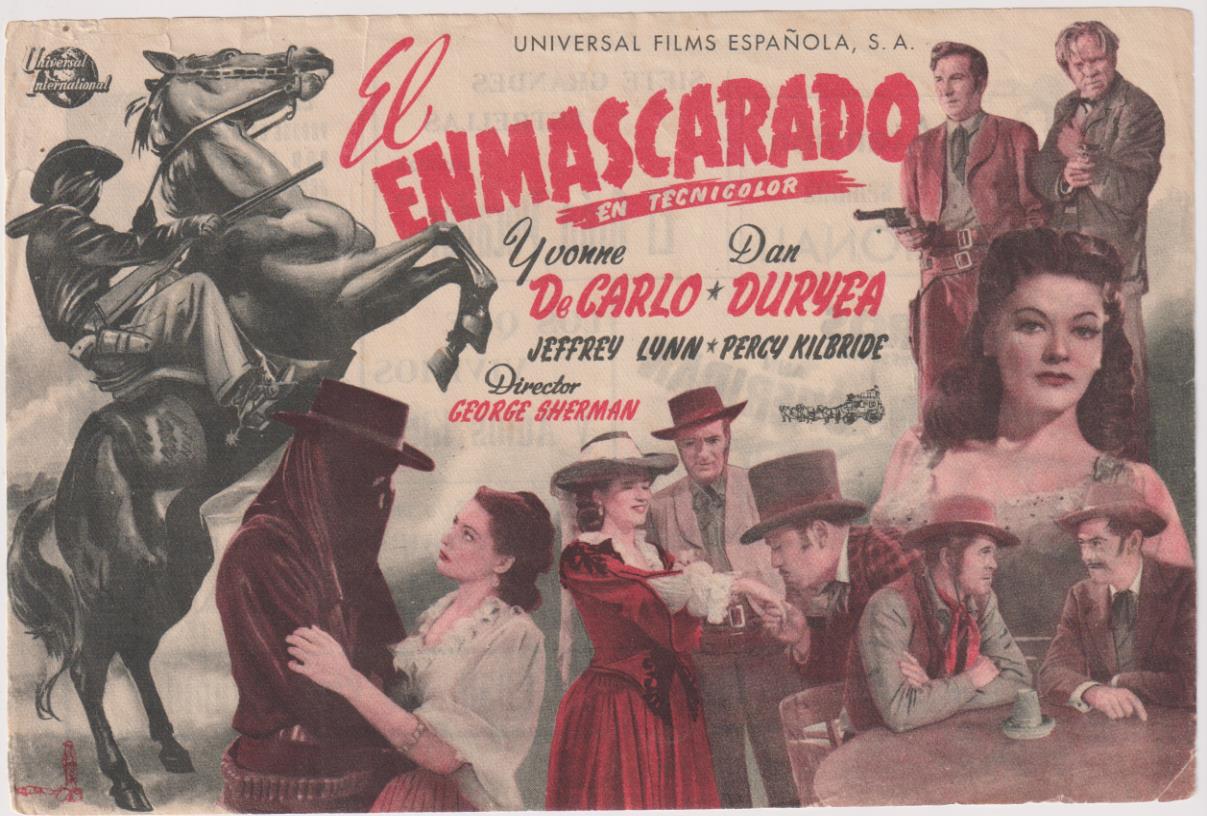 El Enmascarado. Sencillo grande de Universal. Cine Avenida, Barbate 1950