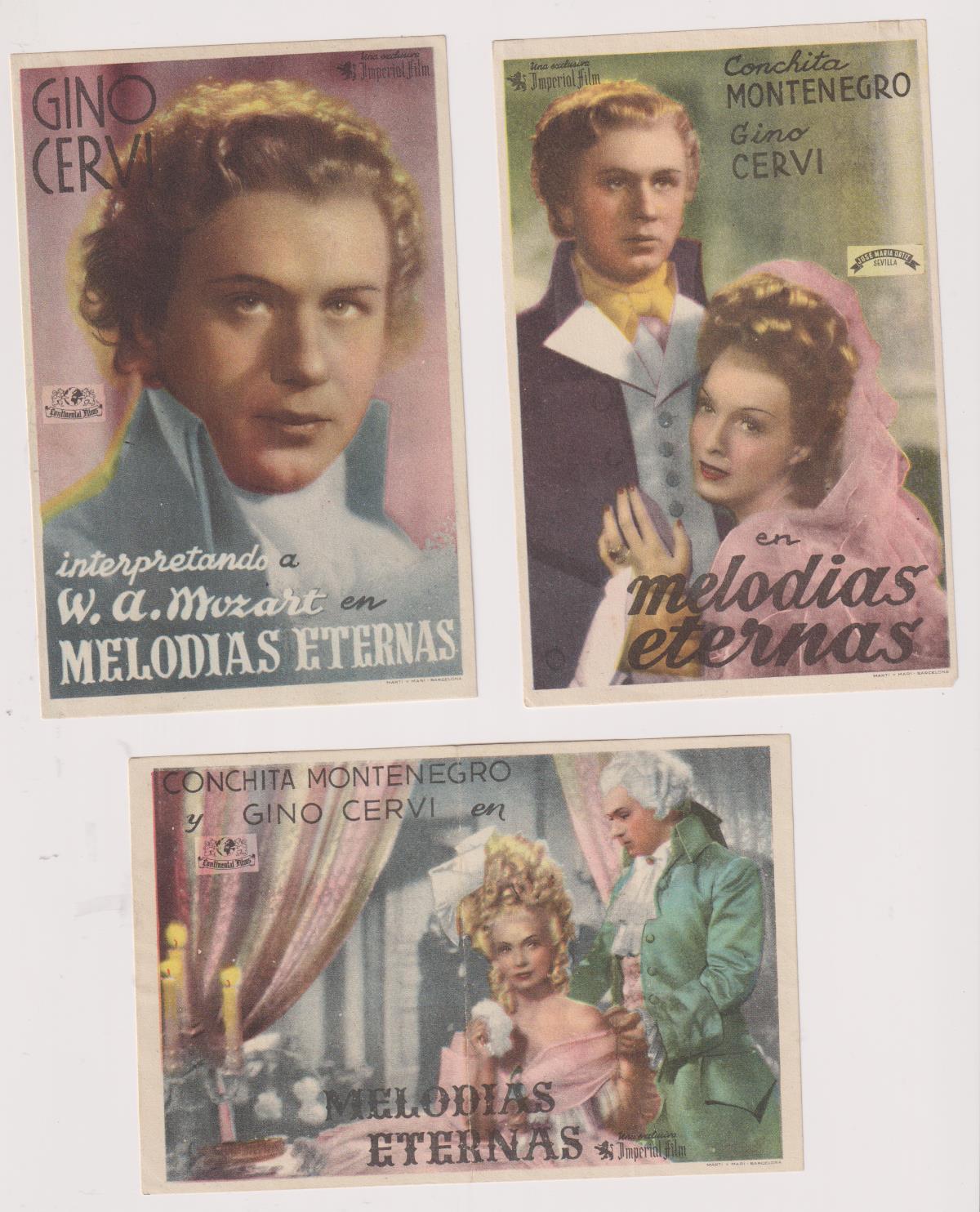 Melodías Eternas. Lote de 3 programas de Imperial Films. Teatro Calderón-Alcoy 1943 en el programa horizontal