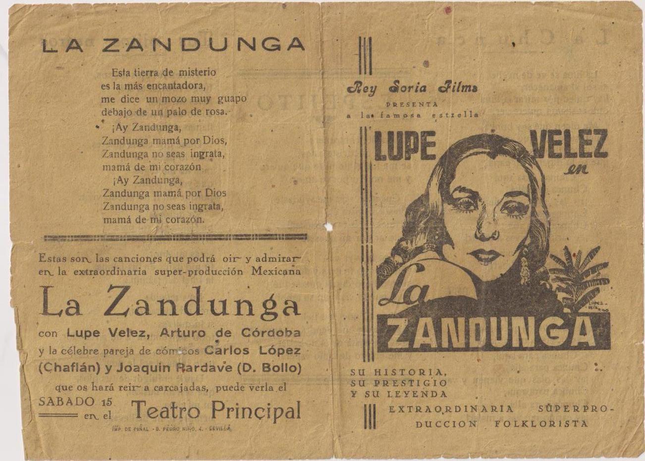 La Zandunga. Doble de Rey Soria. Programa Local. Teatro principal-Sevilla