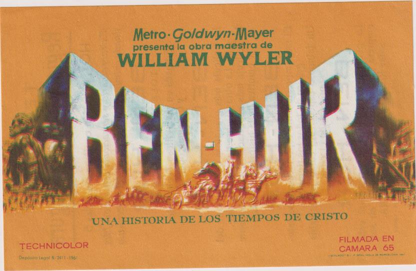 Ben-Hur. Sencillo de M.G.M. Teatros Regio y Concha Segura. Yecla