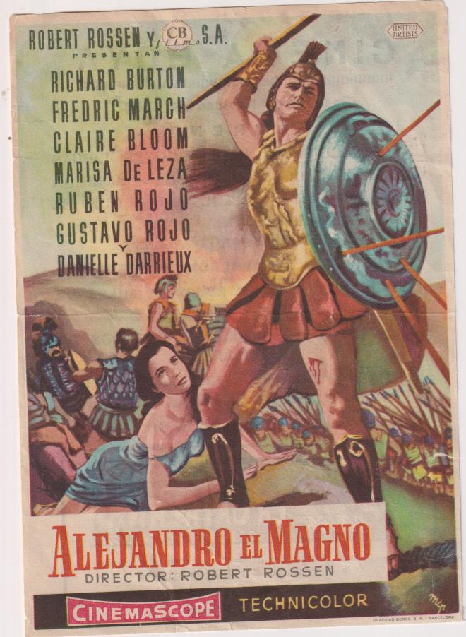 Alejandro magno. Sencillo de CB Films. Cinema Goya 1956