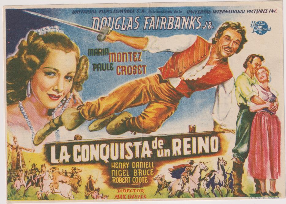 La Conquista de un reino. Sencillo grande de Universal. Cine Goya-Mequinenza, 1949