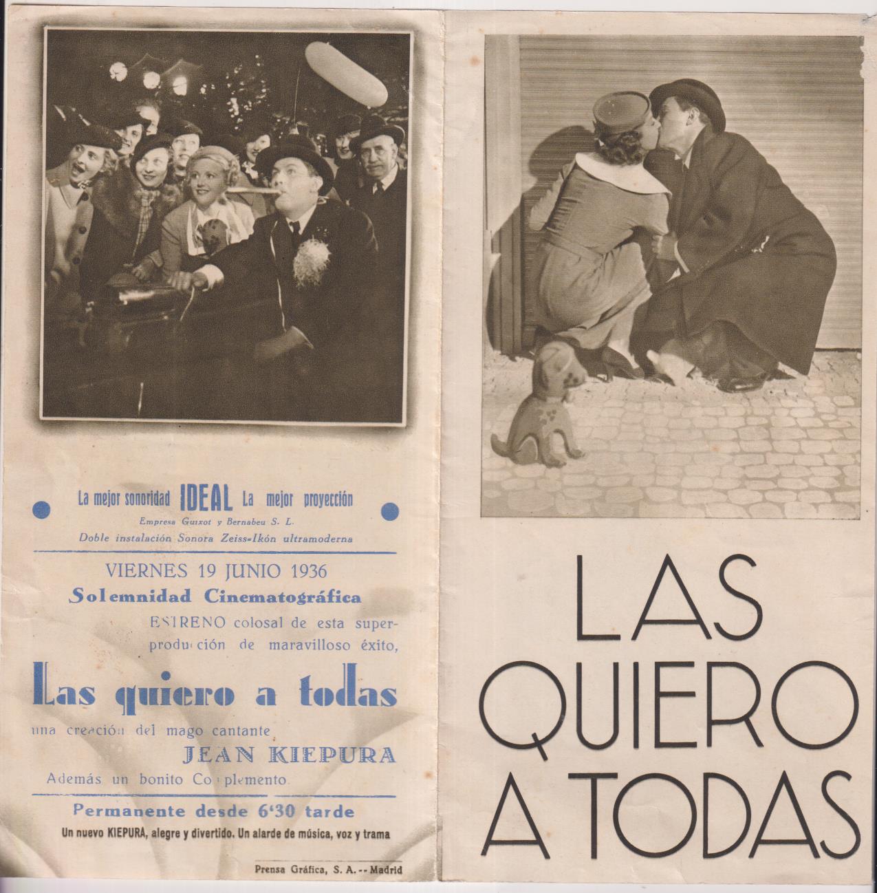 Las quiero a todas. Doble de U Films. Cine Ideal, Estreno 19 Junio 1936